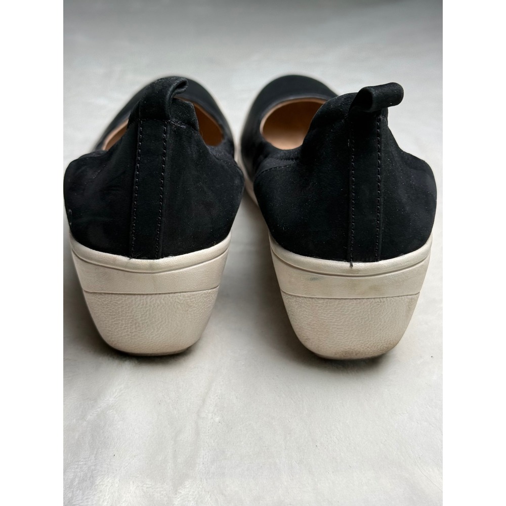 Vionic Jacey Black Leather Suede Wedge Slip On Shoes Womens 6.5 Orthotic Support - Picture 3 of 6